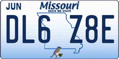 MO license plate DL6Z8E