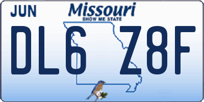 MO license plate DL6Z8F