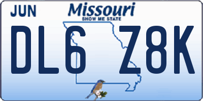 MO license plate DL6Z8K