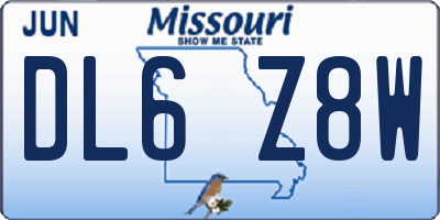 MO license plate DL6Z8W