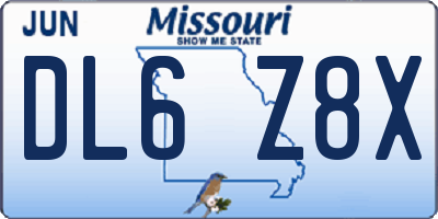 MO license plate DL6Z8X