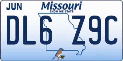 MO license plate DL6Z9C