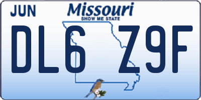 MO license plate DL6Z9F