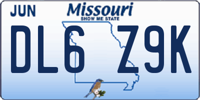 MO license plate DL6Z9K