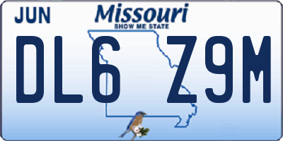 MO license plate DL6Z9M
