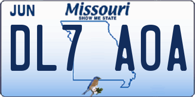 MO license plate DL7A0A