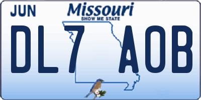 MO license plate DL7A0B