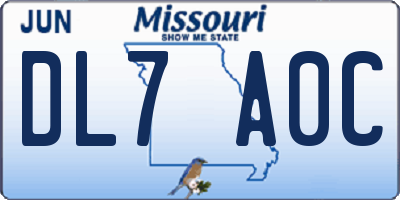 MO license plate DL7A0C