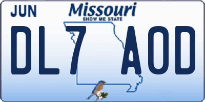 MO license plate DL7A0D
