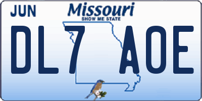 MO license plate DL7A0E
