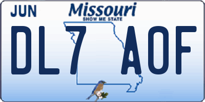 MO license plate DL7A0F