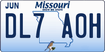 MO license plate DL7A0H