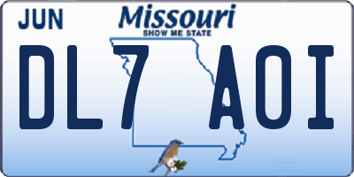 MO license plate DL7A0I