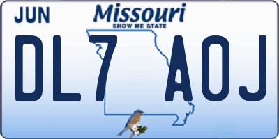 MO license plate DL7A0J