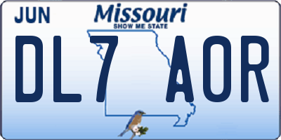 MO license plate DL7A0R