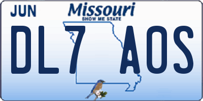 MO license plate DL7A0S