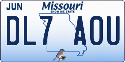 MO license plate DL7A0U