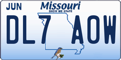 MO license plate DL7A0W