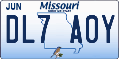 MO license plate DL7A0Y