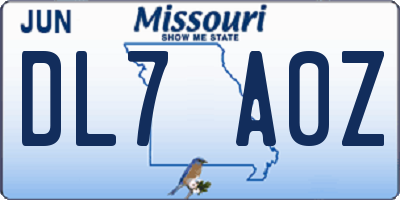 MO license plate DL7A0Z