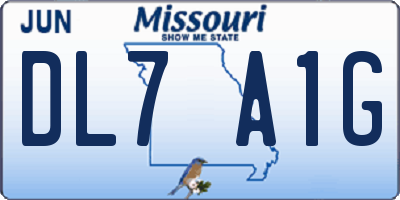 MO license plate DL7A1G