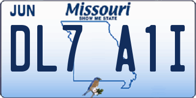 MO license plate DL7A1I