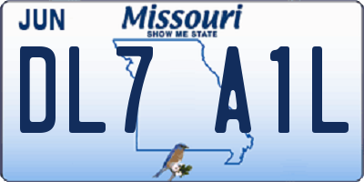 MO license plate DL7A1L