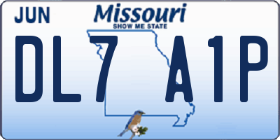 MO license plate DL7A1P