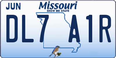 MO license plate DL7A1R