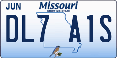 MO license plate DL7A1S
