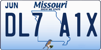 MO license plate DL7A1X