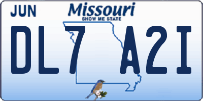 MO license plate DL7A2I