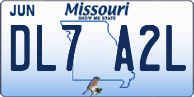 MO license plate DL7A2L