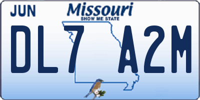 MO license plate DL7A2M