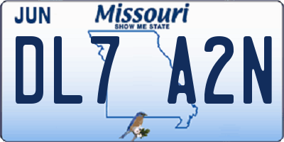 MO license plate DL7A2N