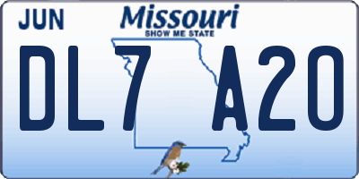 MO license plate DL7A2O