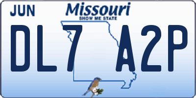 MO license plate DL7A2P
