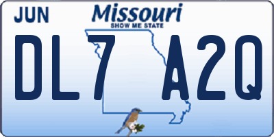 MO license plate DL7A2Q