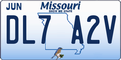 MO license plate DL7A2V