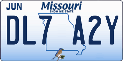 MO license plate DL7A2Y