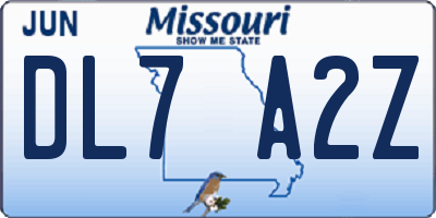MO license plate DL7A2Z