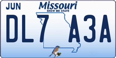 MO license plate DL7A3A