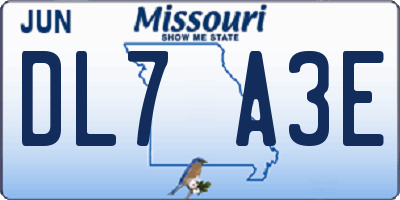 MO license plate DL7A3E