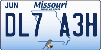 MO license plate DL7A3H