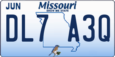 MO license plate DL7A3Q