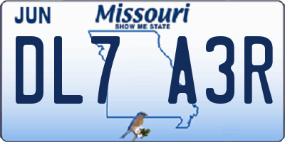 MO license plate DL7A3R