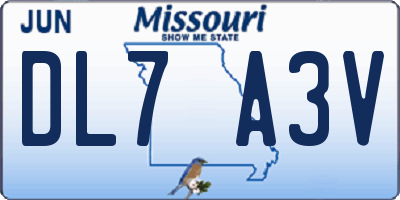 MO license plate DL7A3V