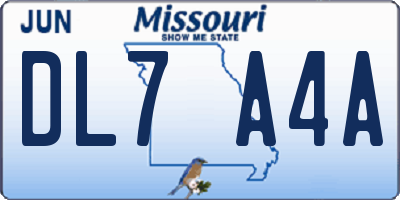 MO license plate DL7A4A