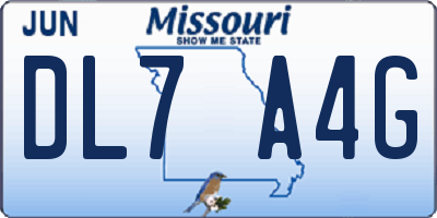 MO license plate DL7A4G