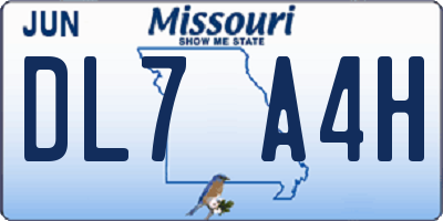 MO license plate DL7A4H